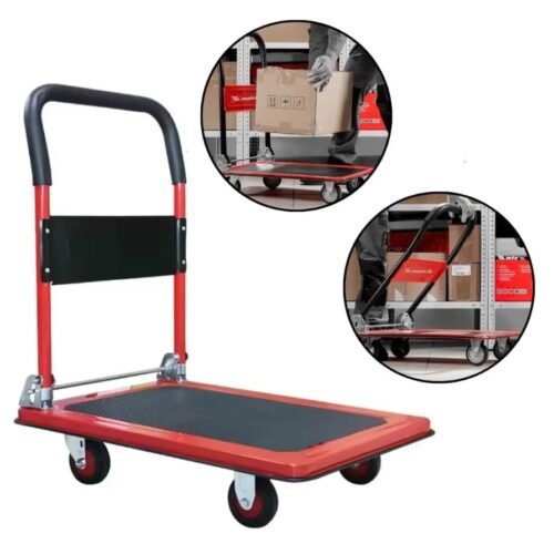 Carrinho de Carga Plataforma Dobrável 150kg Vermelho 730x475
