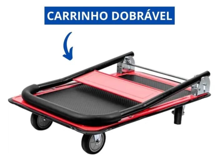 Carrinho de Carga Plataforma Dobrável 150kg Vermelho 730x475 - Imagem 2