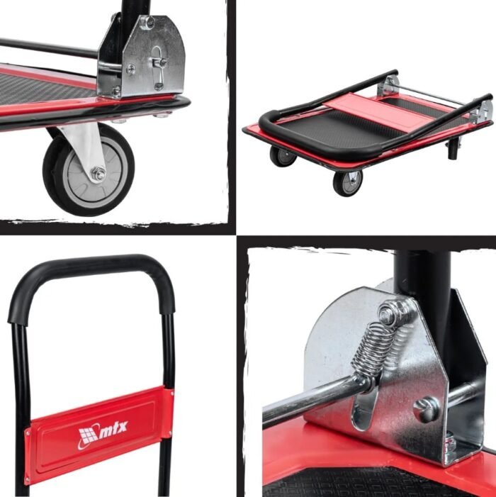 Carrinho de Carga Plataforma Dobrável 150kg Vermelho 730x475 - Imagem 4
