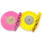 Kit 391 - Discos Plissado Rosa e Amarelo 30CM Polimento Brilho Aluminio Inox Rodas Tanque Peças De Metais