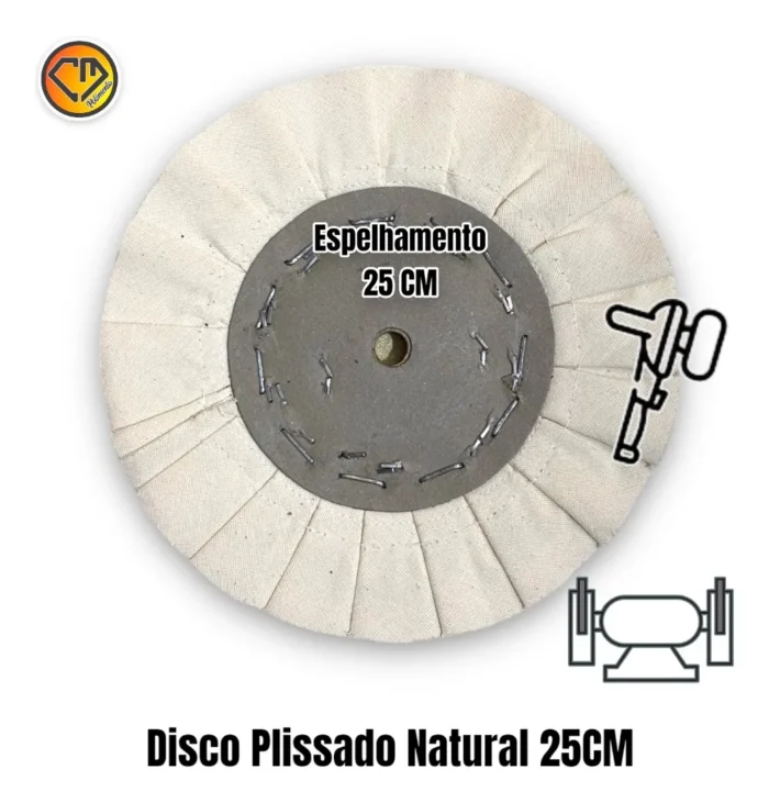 Disco Plissado Natural 25CM - Lustro Resina Acrílico Lanterna Viseira Farol Display - Imagem 2