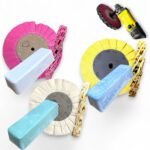 Kit 393 - 6 Peças Disco Plissado 25cm Massas Polir Brilho Espelhar Aluminio Inox Tanque Aço Metais Rodas Armas Facas