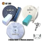 Kit 389 - 5Pç Polimento Lustro 15cm Cutelaria Aluminio Prata Inox Peças de Carros Armas - Imagem 2