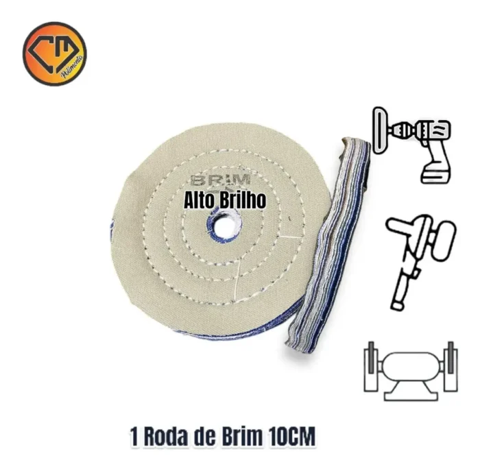 Roda Brim 10cm - Alto Brilho Alumínio Inox Metal Armas Cobre Faca Rodas Latão Ferramentas Carro Baú - Imagem 2