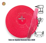 Roda de Algodão Rosa 30cm - Corte Polimento Metais Alumínio Inox Rodas Tanque Automotivo Baú - Imagem 2
