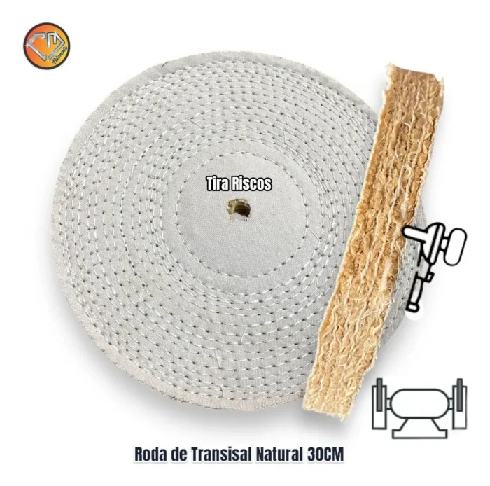 Roda Transisal 30cm - Tirar Riscos Polimento Inox Aluminio Cubas Ferro Faca Tanque Rodas Armas - Imagem 2