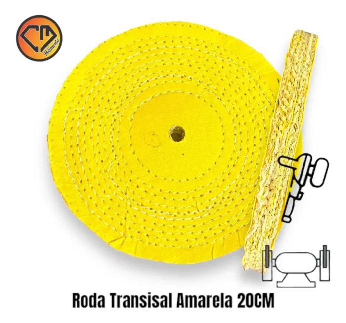 Roda Transisal Amarelo 20cm - Tirar Riscos Corte Inox Aluminio Ferro Metais Tanque Rodas Armas - Imagem 2