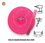 Roda de Algodão Rosa 25cm - Corte Polimento Metais Alumínio Inox Rodas Tanque Automotivo Baú - Imagem 2