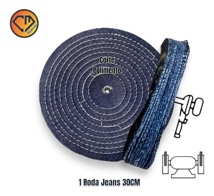 Roda Jeans 30cm - Polimento Fino em Metais: Alumínio Inox Prata Bijoux Latão Baú Armas Rodas Faca - Imagem 2