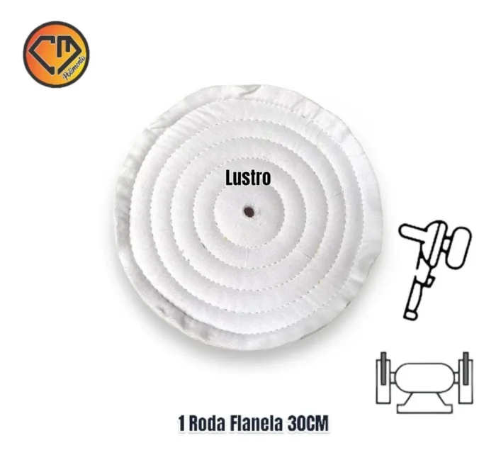 Roda Flanela 30cm - Lustro Final em Metais Acrílico Madeira Resina Jóias Plástico Carros Tanque - Imagem 2