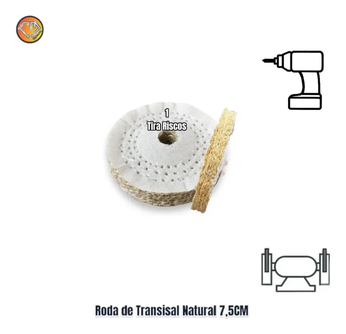 Roda Transisal 7,5cm - Tirar Riscos Polimento Inox Aluminio Cubas Ferro Faca Tanque Rodas Armas - Imagem 2