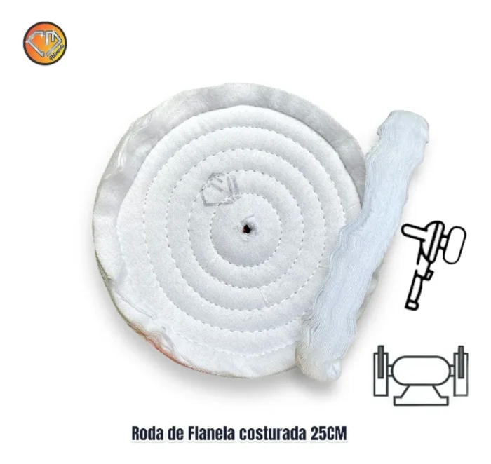 Roda Flanela 25cm - Lustro Final em Metais Acrílico Madeira Resina Jóias Plástico Carros Tanque - Imagem 2