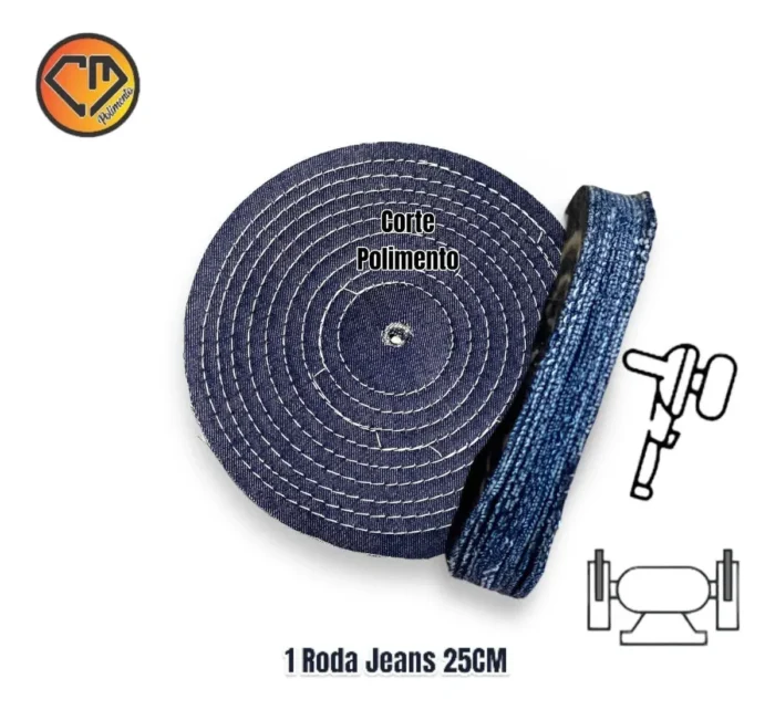 Roda Jeans 25cm - Polimento Fino em Metais: Alumínio Inox Prata Bijoux Latão Baú Armas Rodas Faca - Imagem 2