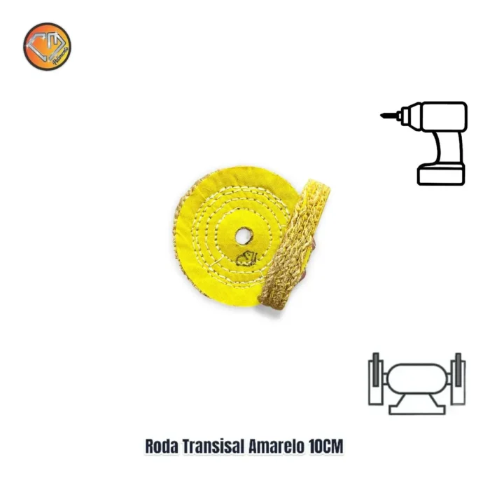 Roda Transisal Amarelo 10cm - Tirar Riscos Corte Inox Aluminio Ferro Metais Tanque Rodas Armas - Imagem 2