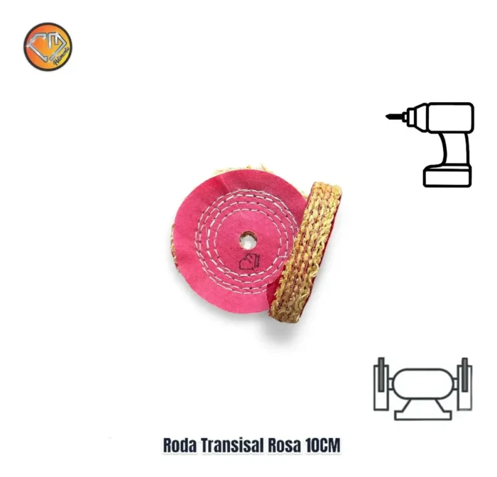 Roda Transisal Rosa 10cm - Tirar Riscos Marcas Corte Inox Aluminio Ferro Metais Tanque Rodas Armas - Imagem 2