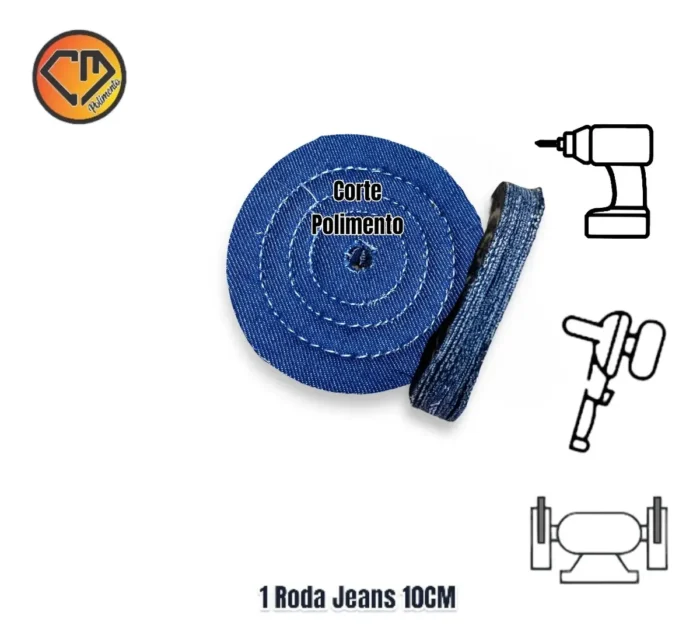 Roda Jeans 10cm - Polimento Fino em Metais: Alumínio Inox Prata Bijoux Latão Baú Armas Rodas Faca - Imagem 2
