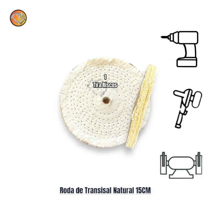 Roda Transisal 15cm - Tirar Riscos Polimento Inox Aluminio Cubas Ferro Faca Tanque Rodas Armas - Imagem 2