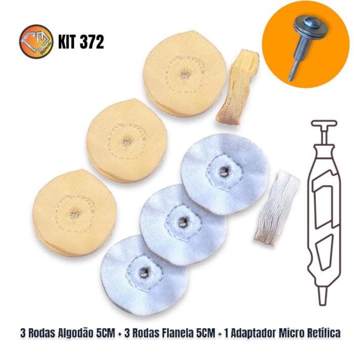 Kit 372 - 7 Peças Micro Retifica 5cm Polimento Lustro Relógios Jóias Alianças Pequenas Áreas - Imagem 2