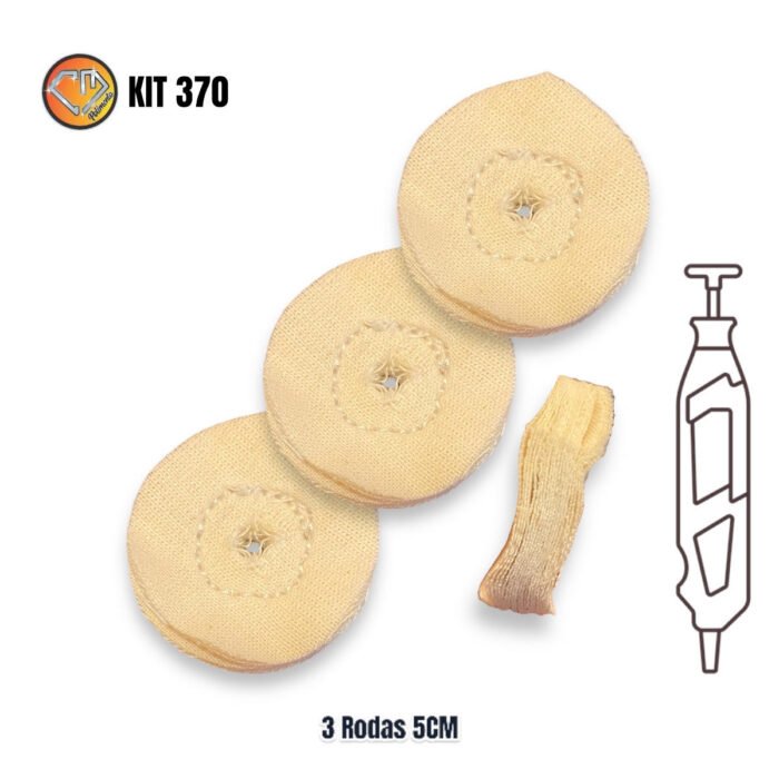 Kit 370 - 3 Peças Micro Retifica Boinas 5cm Polimento Lustro Jóias Latão Alianças Relógios Armas - Imagem 2
