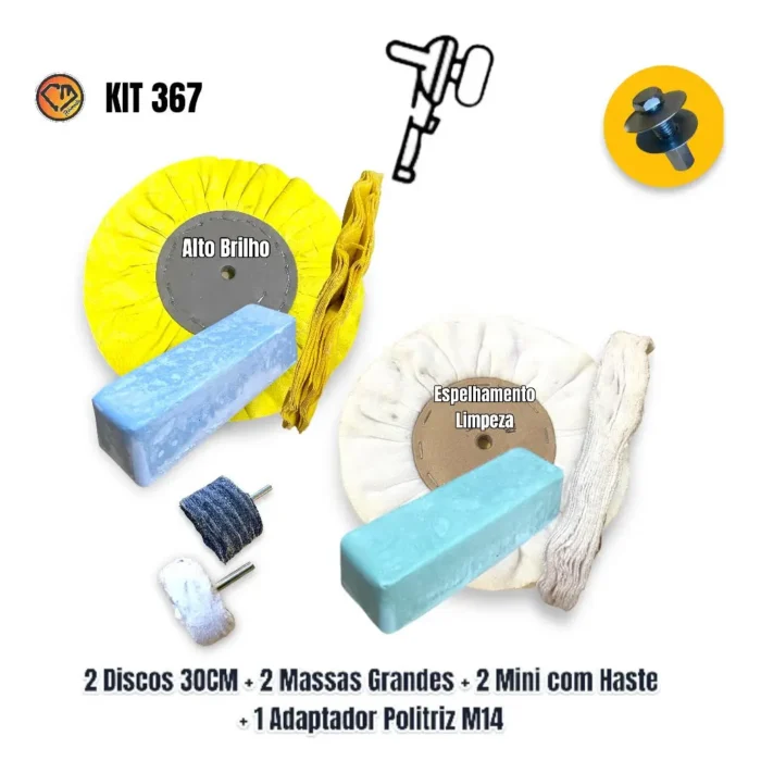Kit 367 - 2 Discos 30cm Massas Hastes Acabamento Metais Aluminio Inox Tanque Sela Arreio Barco Armas Frisos Chapa - Imagem 2