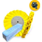 Kit 366 - Disco Plissado Amarelo 30cm Massa Azul Alto Brilho Inox Metal Tanque Aluminio Sela Arreio Frisos Chapas Baú