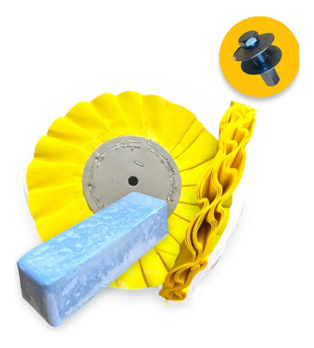 D_NQ_NP_2X_759163-MLB81770610297_012025-F.webp Kit 366 - Disco Plissado Amarelo 30cm Massa Azul Alto Brilho Inox Metal Tanque Aluminio Sela Arreio Frisos Chapas Baú - Imagem 1