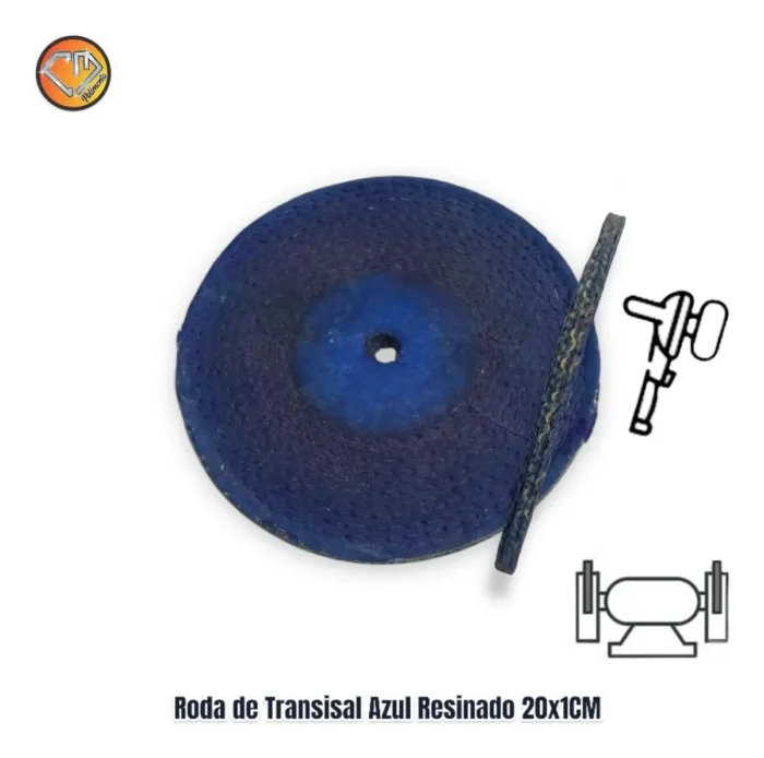 Roda Transisal Azul Resinado Duro 20CM - Expessura 10mm - Corte Riscos Polimento - Imagem 2