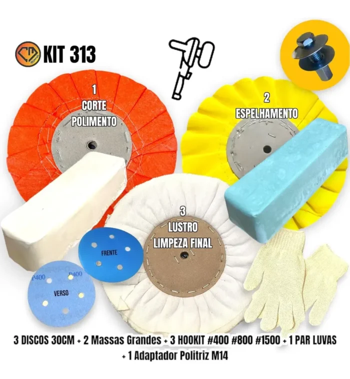 Kit 313 - 30cm Corte Polimento Brilho Inox Alumínio Roda Tanque Sela Arreio - Imagem 2