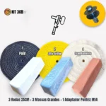 KIT 368 - 7 Peças Boinas 25cm Polimento Brilho Espelhamento Aluminio Inox Metais Sela Arreio Armas Tanque Frisos Rodas - Imagem 2