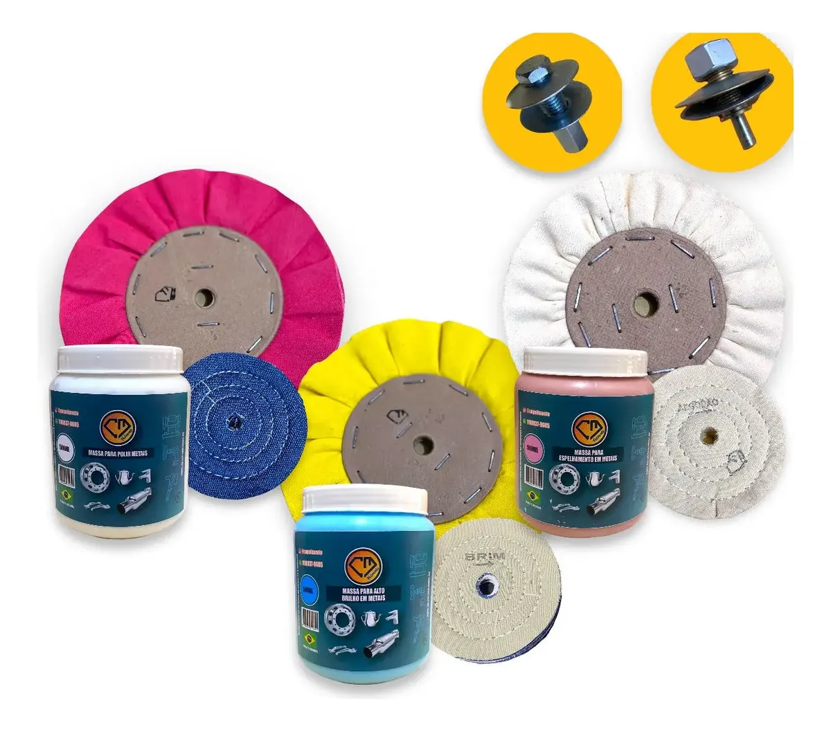 D_NQ_NP_2X_984772-MLB81017036583_112024-F.webp Kit 365 - 11 Peças Discos 20cm e 10cm Massas Liquidas Polimento Brilho Espelhar Tanque Aluminio Inox Metal Sela Arreio - Imagem 1