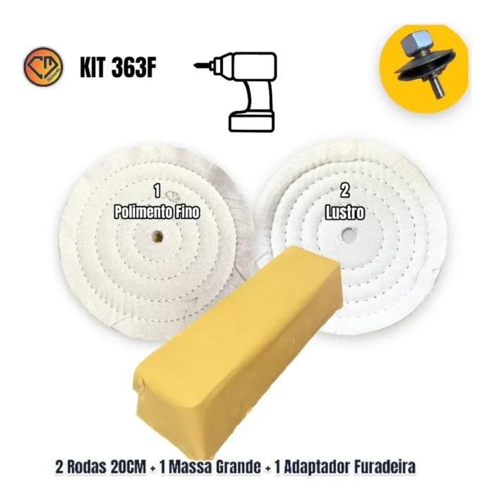 Kit 363 - 4 Peças Boinas 20cm Polimento Lustro Lanterna Cd Dvd Blueray Acrilico Plastico Farol PU - Imagem 2
